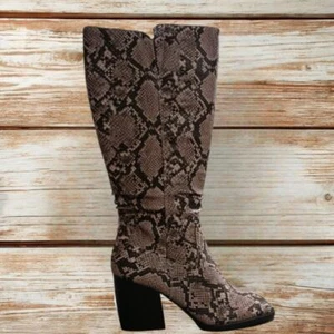 NEW BARETRAPS Knee High Tall Riding Boots Size 8 Comfort Shoes Snake Print - Picture 1 of 5