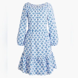 J Crew Damengröße 4 weiß & blau Baumwollmischung Popeline Raglan Stufen Minikleid - Bild 1 von 20