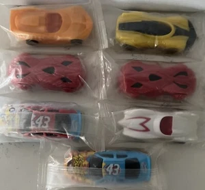 7 - Vintage Cereal Box Premiums Race Cars, 5 Plastic, 2 Die Cast, New In Package - Picture 1 of 6
