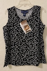 Susan Graver Liquid Knit Sleeveless Top Black & White NWT Career Business Office - Picture 1 of 5