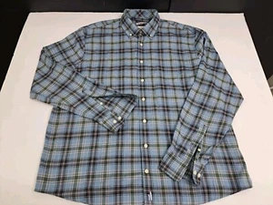 Johnie O "Hangin Out" Long Sleeve Blue Plaid Shirt XL Cotton #5413 - Picture 1 of 7