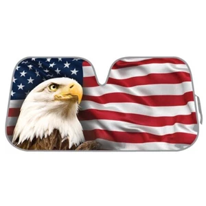 American Eagle US Flag Car Sun Shade - Foldable Windshield Sunshade Dash Visor - Picture 1 of 7