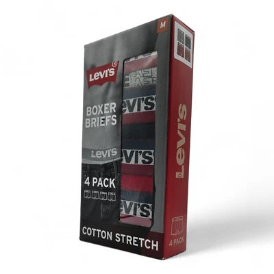 Levi's men's boxer 4 pack  Black, Red And grey  cotton stretch Boxer Briefs - Image 1 of 4