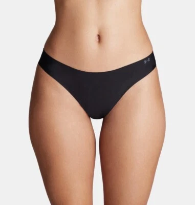 Mujer UA Pure Stretch Tanga Ropa Interior Bragas Paquete de 3 Talla XS NEGRO/MARRÓN/BEIGE Foto 1 de 4