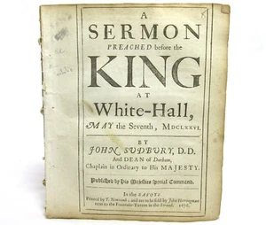 SERMON Preached Before the King at White-hall by JOHN SUDBURY - Picture 1 of 3