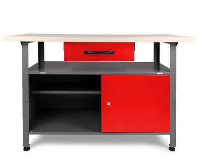 Ondis24 Werkbank Werktisch Werkstatt 120cm Heimwerker Metall Montagewerkbank rot