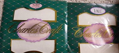 Charles Craft Cross Stitch Aida Fabric 14 count White & Ant.White  18 count - Image 1 of 4