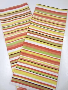 Pair LINENS-N-THINGS Coral Yellow Green Cabana Stripe Cotton STND Pillow Shams - Picture 1 of 7