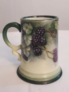 Antique ROSENTHAL Selb Bavaria BLACKBERRY Hnd Painted Porcelain Beer Mug TANKARD - Picture 1 of 5