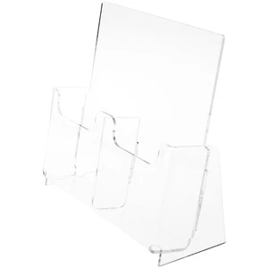 Plymor Clear Acrylic 2-Pocket Countertop Brochure Holder Up to 4" Wide Documents - Picture 1 of 1