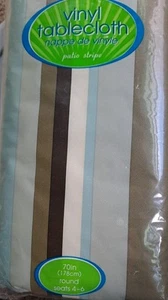 Bed Bath & Beyond Patio Stripe 70" Round Vinyl Tablecloth New - Picture 1 of 4