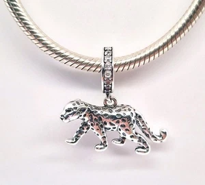 🩷 Snow Leopard Dangle Charm S925 Genuine Sterling Silver 🩷 - Picture 1 of 9