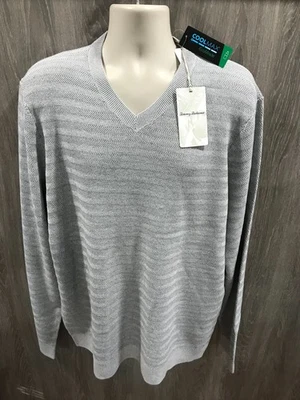 Tommy Bahama Big & Tall Coolside Course V 领毛衣男式尺寸 2XLB 灰色全新带标签 — 第 1/4 张图片