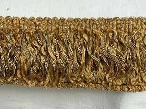 Brush Fringe Trim Extra Thick Edging 2 1/2" Brown Gold 12 yards mixed materials - Picture 1 of 3