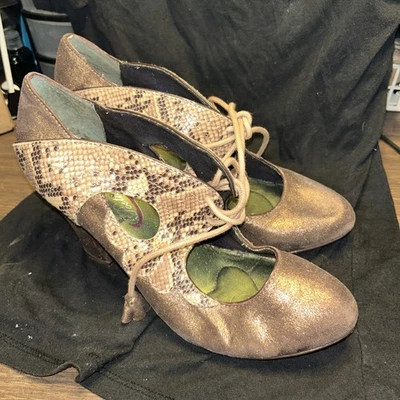 Licencia Poética 'Barbie Girl' Bronce Reptil Cuero Shootie Zapatos Cordones 8.5 Foto 1 de 4