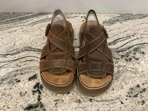Y2K Candies Fischer Sandalen Leder Plateau Chunky Retro Vintage Braun 9M - Bild 1 von 12