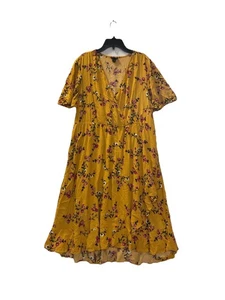 Abito Torrid 1 giallo floreale rayon midi scollo a V maniche svolazzanti nucleo cottage - Foto 1 di 12