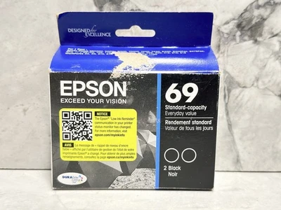 Epson Genuine 69 Black 2PK Ink Cartridges  CX7450 01/2027 Sealed - Image 1 of 4