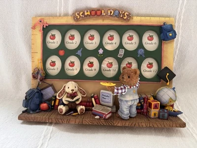 Vtg “School Days” 12-Grade Photo Frame Bear & Bunny Classroom Theme Kids Picture - Image 1 of 4