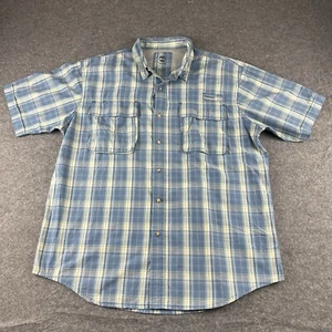 Timberland Turbo Dry Mens Long Sleeve Plaid Fishing Button Up Shirt Blue Size XL - Picture 1 of 9