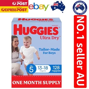 Rapid-Dry Boys Nappies Size 5 (13-18kg) - 128 Count for Overnight Protection - Picture 1 of 9