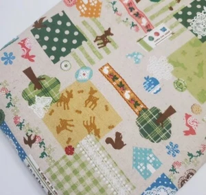 Japanese Cotton/Linen Patchwork Whimsical Animals Floral Sew Cotton FAT QUARTER - Picture 1 of 1
