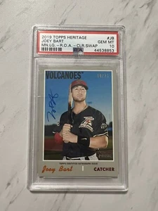 Joey Bart 2019 Topps Heritage Minor League Color Swap Auto #’d /25 PSA 10 Pop 2 - Picture 1 of 2