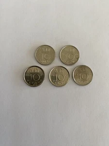 1951, 1971, 1973, 1979, 1980 - 10 Cent Juliana Koningin Der Netherlands Coins - Picture 1 of 2