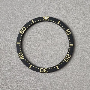 Bezel Insert Black SKX007 Ceramic / Khaki Fonts Flat C3 Low PIP / Matte - Picture 1 of 1