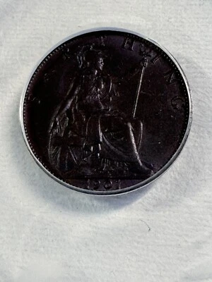 1901 Great Britain Farthing Graded MS 62 BN by ANACS - Image 1 of 4