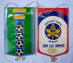FC Ararat Yerevan vs Dynamo Kyiv vintage football pennant Soccer club banner lot - Picture 1 of 6