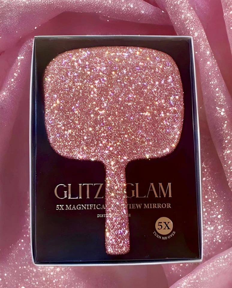 Espejo retrovisor de aumento 5x diamantes de imitación rosa brillo y glamour nuevo en caja Foto 1 de 1