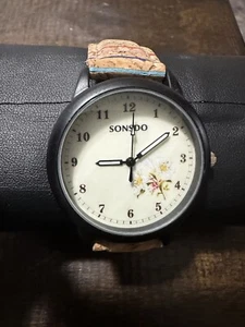 Reloj Sonsdo Mujer Nueva Batería 38mm Esfera Floral Corcho Banda Multicolor - Imagen 1 de 6
