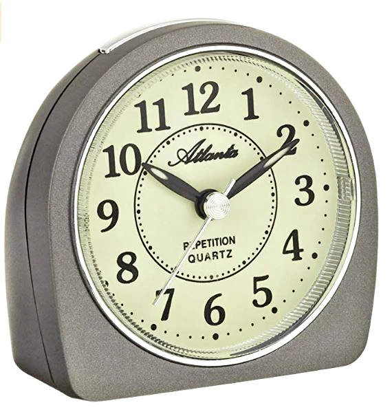 Wecker mit Leuchtzifferblatt Geräuscharm Ohne Ticken Quarz Anthrazit - 1586-4 - Bild 1 von 1