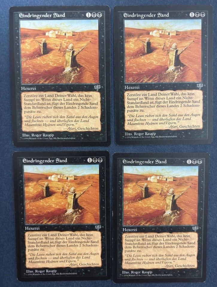 MTG 4X GERMAN MIRAGE CHOKING SANDS MAGIC THE GATHERING BLACK UNCOMMON CARD - Image 1 of 4