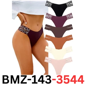 FINETOO Women's Seamless Thongs 6 Pack Sexy V-Wasit No Show Underwear Panties, S - Picture 1 of 2