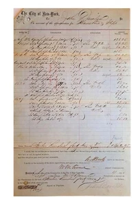 BOSS TWEED SIGNED NYC 1863- LARGE STREET DEPARTMENT RECEIPT - Picture 1 of 4