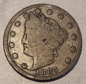 1887 Liberty V Nickel VG With Obverse Die Crack - Picture 1 of 4