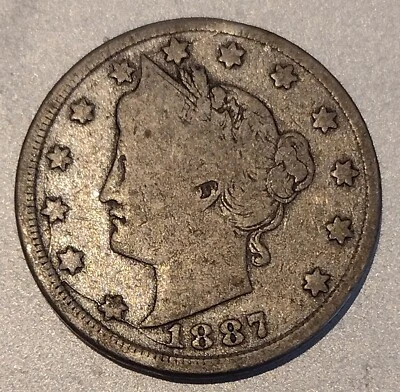 1887 Liberty V Nickel VG With Obverse Die Crack - Image 1 of 4