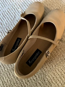 Energetiks Tap Shoes Ladies 8.5 Tan Leather Tap Dance Senior Girls - Picture 1 of 4