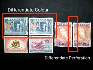 1957 Federation Of Malaya Complete Set + Variety Color + 1960 30c Map-6v Used #1 - Picture 1 of 5