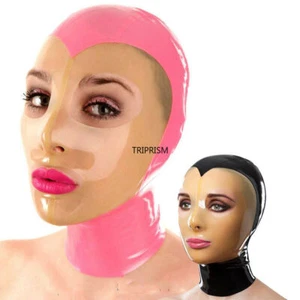Latexhaube schönes Mädchen Gummimaske transparent Gesichtsrücken Reißverschluss - Bild 1 von 6