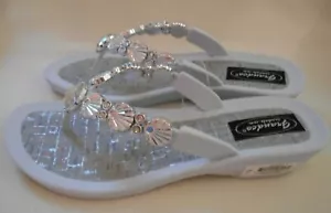 SANDALI GRANDCO CONCHIGLIA MARE PERIZOMA A V BIANCO Shell eleganti BLING infradito gioiello - Foto 1 di 2