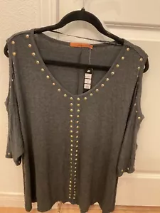 Womans Belldini cold shoulder Heather Gray Top sz 3x - Picture 1 of 4