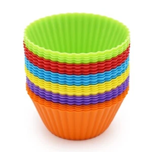 Silicone Cupcake Baking Cups 24 Pack Reusable & Nonstick Muffin Cupcake Liners H - Picture 1 of 8