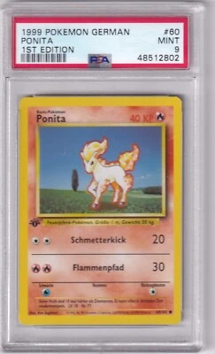 1999 Pokemon German Base Set No. 60 Ponita First Edition PSA 9 - Bild 1 von 2