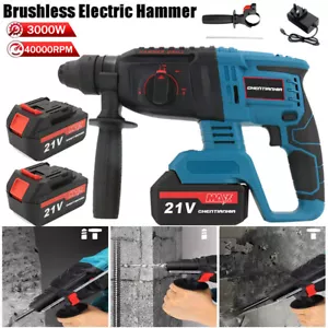 1200W Electric Rotary Cordless Hammer Drill 360° Rotating Handle SDS Chisel Set - Picture 1 of 18