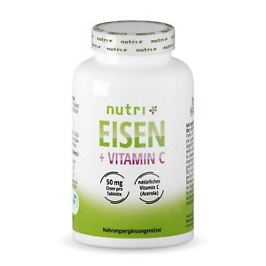 Eisen Tabletten hochdosiert + Vitamin C - Eisentabletten 50mg Nahrungsergänzung