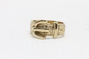 9ct Yellow Gold Buckle Ring Size P 6.8g - 0921051 - Picture 1 of 14