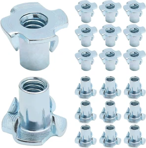 Paquete de 50 tuercas en T de 1/4"-20 de cuatro puntas tuercas de madera para escalada en roca gabinetes - Imagen 1 de 12